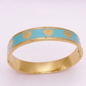 Chic Gold and Blue Heart Bracelet